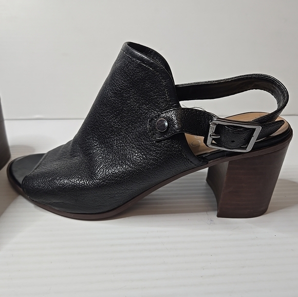 Franco Sarto peeptoe slingback black heels 7 - Picture 1 of 10